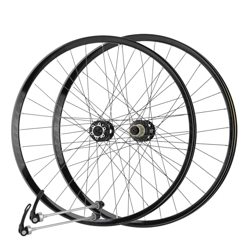 26" 27,5" Aluminium MTB Radsatz, Scheibenbremsen kompatibel, Tubeless Ready, Leicht und Langlebig für Mountain Trails(Black QR_27.5in) von CZMYCBG