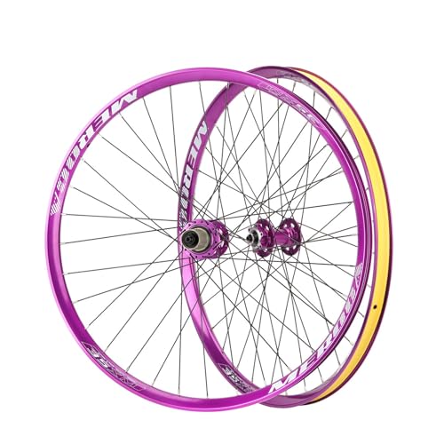 26" 27,5" Aluminium MTB Radsatz, Scheibenbremsen kompatibel, Tubeless Ready, Leicht und Langlebig für Mountain Trails(Purple Thru_27.5in) von CZMYCBG