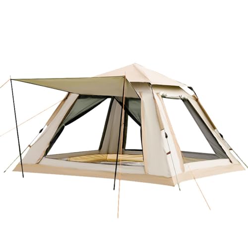 CZMYCBG Campingzelt, einfach aufbaubare Outdoor-Zelte, wasserfest, leicht, tragbar, doppelt Dickes Gewebe und eine Tragetasche im Lieferumfang enthalten (Color : Beige, Size : Silver Glue 3-4 People von CZMYCBG