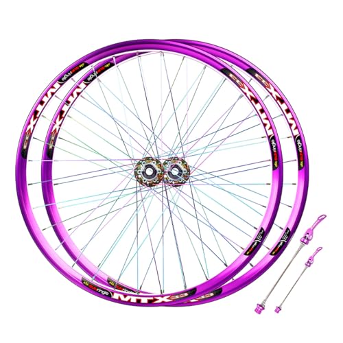 Leichtmetallfelgen für Mountainbikes, Fahrrad Radsatz Vorn und Hinten mit Reifenpolstern, Geeigneter Kassettenradsatz für 8-10 Gänge(Purple QR_27.5in Set) von CZMYCBG