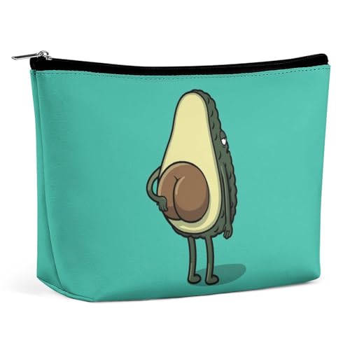Make-up-Tasche aus PU-Leder, tragbare Kosmetiktasche, Cartoon-Dackel, Kulturbeutel für Damen und Herren, Lustige Cartoon-Avocado Make-up-Tasche aus PU-Leder, tragbare Kosmetiktasche, Cartoon-Dackel, Kulturbeutel für Damen und Herren, Lustige Cartoon-Avocado von CZZYH