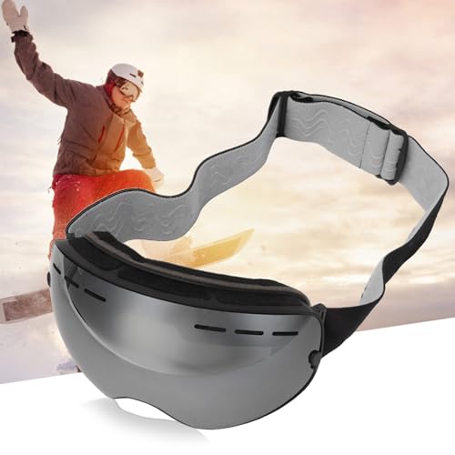 CaCaCook Skibrille, Antibeschlag-Beschichtung, doppelschichtig, Schneelaufbrille mit großem Feld, für Winterschutz (Silber) von CaCaCook