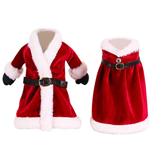 Cabilock 2 Stücke Weihnachten Weinflasche Abdeckung Cover Tasche Weihnachtsmann Kostüm Flaschendeko Nikolaus Flaschen Kleidung für Weihnachtsdeko Tischdeko Xmas Deko von Cabilock