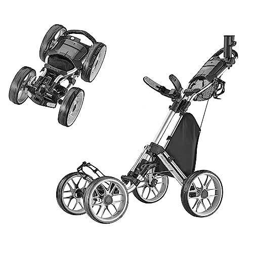 CaddyTek Golfwagen mit 4 Rädern – Caddycruiser One Version 8 1-Click Faltbarer Trolley – leicht, kompakt, leicht zu öffnen, CaddyCruiser ONE Version 8 - Silver, Silber, Einheitsgröße von CaddyTek