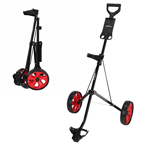 Caddymatic I-TRAC ZUSAMMENKLAPPBARER GOLF-TROLLEY MIT 2 RÄDERN, SCHWARZ/ROT von Caddymatic