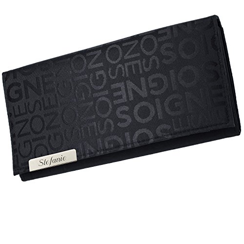 Cadenis Damen Geldbörse Geldbeutel mit persönlicher Laser-Gravur schwarz Querformat 19 x 9,5 cm von Cadenis