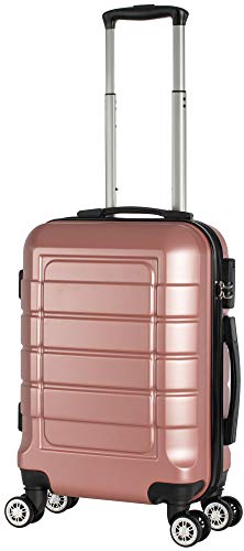 Cahoon - Hartschalen-Koffer Trolley Handgepäck Reisekoffer Kofferset 4 Rollen M-L-XL-Set 201 (Rose-Gold, Handgepäck) von Cahoon