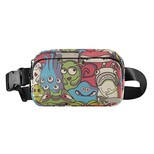 Allerheiligen Happy Halloween Freak Monster, niedliche Bauchtasche für Damen und Herren, wasserabweisend, Croose-Body Geldbörse mit verstellbarem Riemen für Reisen, Fitnessstudio, Arbeit, Mehrfarbig, von Caihoyu