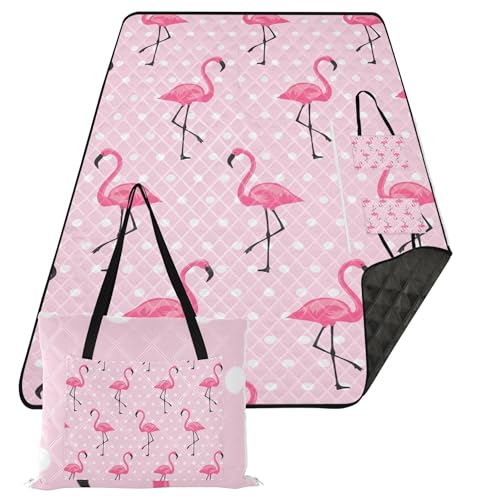 Caihoyu Picknickdecke, wasserdicht, Outdoor-Party, Strandzubehör, für 8 bis 10 Erwachsene, Konzertdecke, nahtloses Muster, rosa Flamingo, Hoffnung von Caihoyu