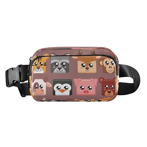 Gürteltasche mit niedlichem Cartoon-Tierkopf, quadratische Form, modische Bauchtasche für Damen, Herren, Teenager, kleine Laufgürteltasche mit verstellbarem Riemen für Reisen, Einkaufen, Laufen, von Caihoyu