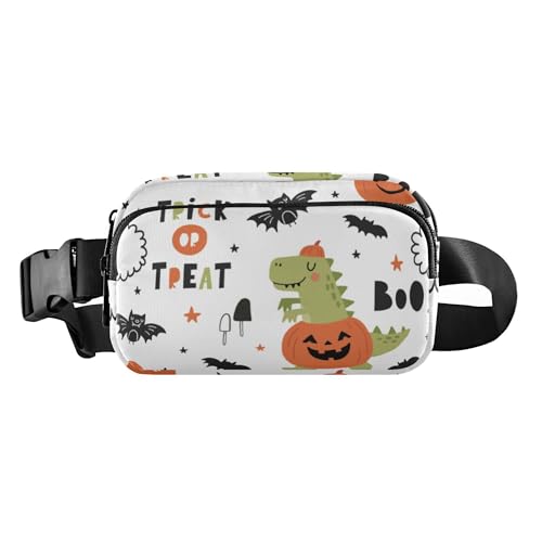 Niedliche Gürteltasche für Damen und Herren, Mini-Reißverschluss, Bauchtasche mit verstellbarem Riemen für Workout, Laufen, Wandern, Happy Halloween, Dinosaurier, Happy Halloween Dinosaurier, von Caihoyu