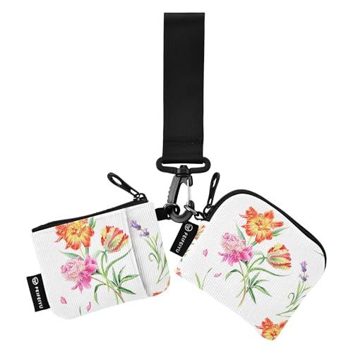 Sommer Aquarell Muster Wilde Blumen Blumen Damen Geldbörsen Kartenhalter Dünn Flach Kartenhalter Reißverschlusstasche Münzfach für Damen Herren 2 Stück, Mehrfarbig,, Mehrfarbig, 4.13"(L) x 3.5"(W), von Caihoyu