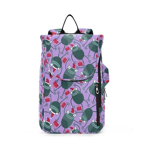 Tennis-Rucksack für Damen und Herren, wasserdicht, 3 Schläger, Badminton-Tasche, Tasche für Männer und Frauen, Tennis, Sport, Cartoon, Weihnachtsfrösche, Lila von Caihoyu