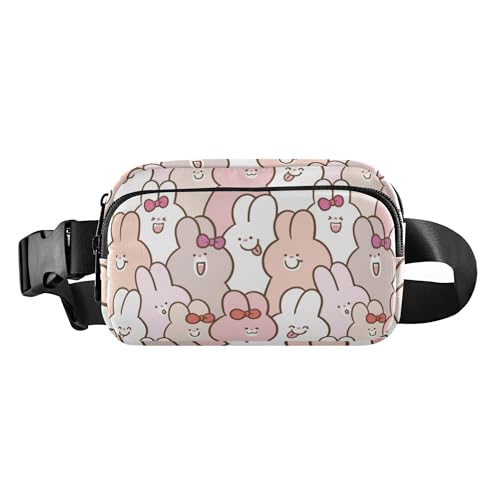 Trendige Bauchtasche für Damen und Herren, Mini-Schultertasche, Reisezubehör mit verstellbarem Gurt, für Reisen, Laufen, Wandern, Cartoon-Kaninchen, Cartoon Hase, Einheitsgröße, Casual von Caihoyu