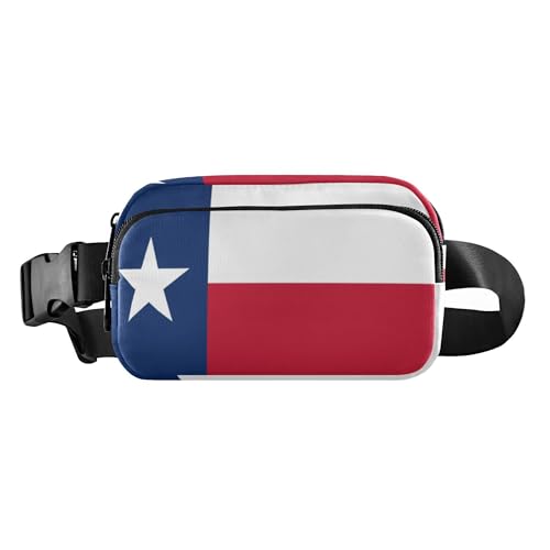 Trendige Crossbody-Tasche für Damen und Herren, wasserabweisend, Anti-Diebstahl-Hüfttasche mit verstellbarem Gurt, für Reisen, Urlaub, Laufen, Texas-Staatsflagge, Blau / Rot, Flagge Texas, Blau / Rot, von Caihoyu