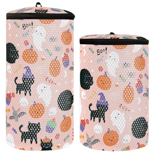 Turnschuhe Waschbeutel 2 Stück Wäschesack Waschbeutel Schuhputzbeutel Waschbeutel Waschbeutel für Waschmaschine Halloween Kinder Katzen, Cartoon-Katzen, Modell, Talla única, Modisch / anpassbar von Caihoyu