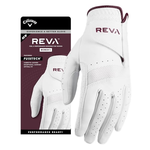 Callaway Golf Reva Damen-Golfhandschuh (rechte Hand getragen, Größe S, Weiß/Aubergine) Callaway Golf Reva Damen-Golfhandschuh (rechte Hand getragen, Größe S, Weiß/Aubergine) von Callaway