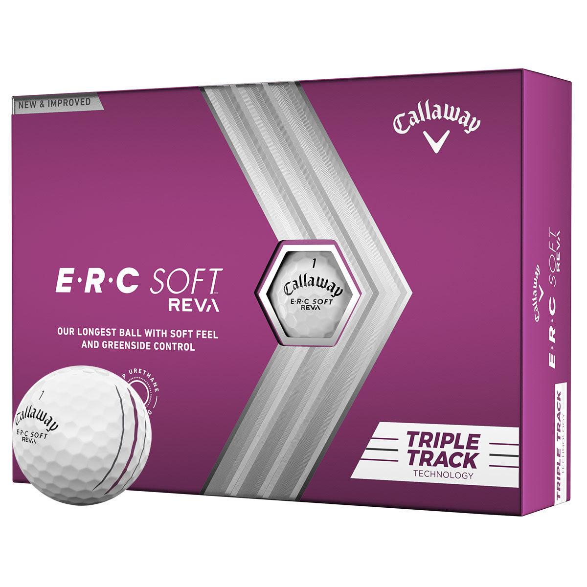 Callaway Ladies E.R.C Soft REVA Triple Track 12 Golf Ball Pack, Mens, White | American Golf von Callaway Golf