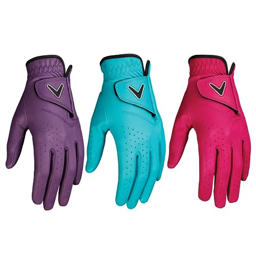 Callaway Golf Opti Color Handschuh (auf der linken Hand getragen, Damen, 3er-Pack), Größe M, mehrfarbig von Callaway