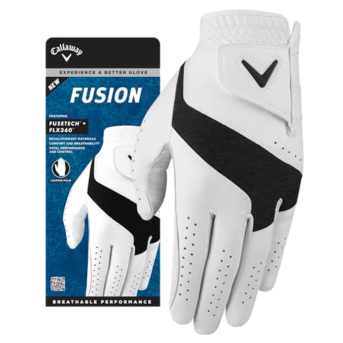 Callaway Golf Fusion Golfhandschuh (auf der linken Hand getragen, Standard, Größe XL, Weiß/Anthrazit) von Callaway