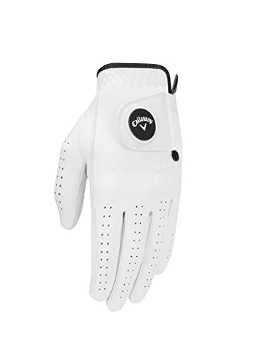 Callaway Opti Flex Damen-Handschuh, Weiß, Größe M, auf der linken Hand getragen von Callaway