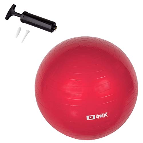 Calma Dragon Pilates Ball 55cm / 65cm / 75cm Durchmesser, Schwangerschaftsball, Fitball, inklusive Aufblasgerät, Großer Ball für Yoga, Gymnastik, Fitness (Rot, 55) von Calma Dragon