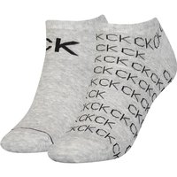 2er Pack Calvin Klein All-Over-Logo Sneakersocken Damen 003 - light grey melange von Calvin Klein