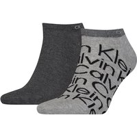 2er Pack Calvin Klein All-Over Print Sneakersocken Herren 004 - mid grey melange 39-42 von Calvin Klein