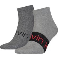 2er Pack Calvin Klein Logostreifen Sneakersocken Herren 003 - mid grey melange 39-42 von Calvin Klein