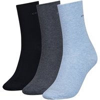 3er Pack Calvin Klein Roll Top Socken Damen 006 - light blue melange von Calvin Klein