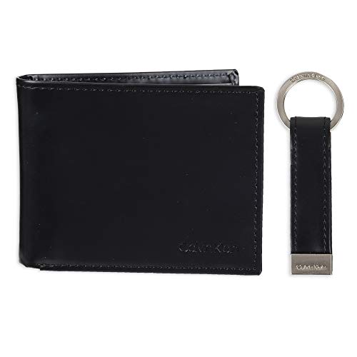 Calvin Klein Herren-Geldbörse mit RFID-blockierendem Leder, schwarz, Einheitsgröße von Calvin Klein
