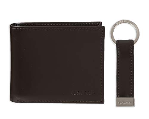 Calvin Klein Herren RFID Blocking Leder Bifold Wallet Brown Coin Pocket One Size von Calvin Klein