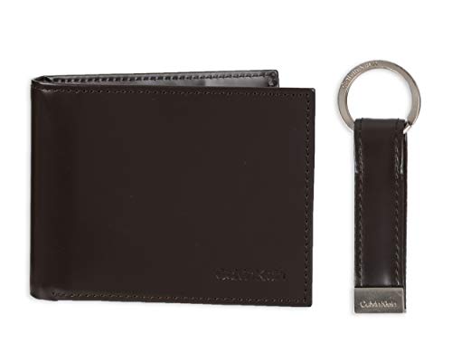 Calvin Klein Herren RFID-blockierendes Leder Bifold Wallet, braun, Einheitsgröße von Calvin Klein