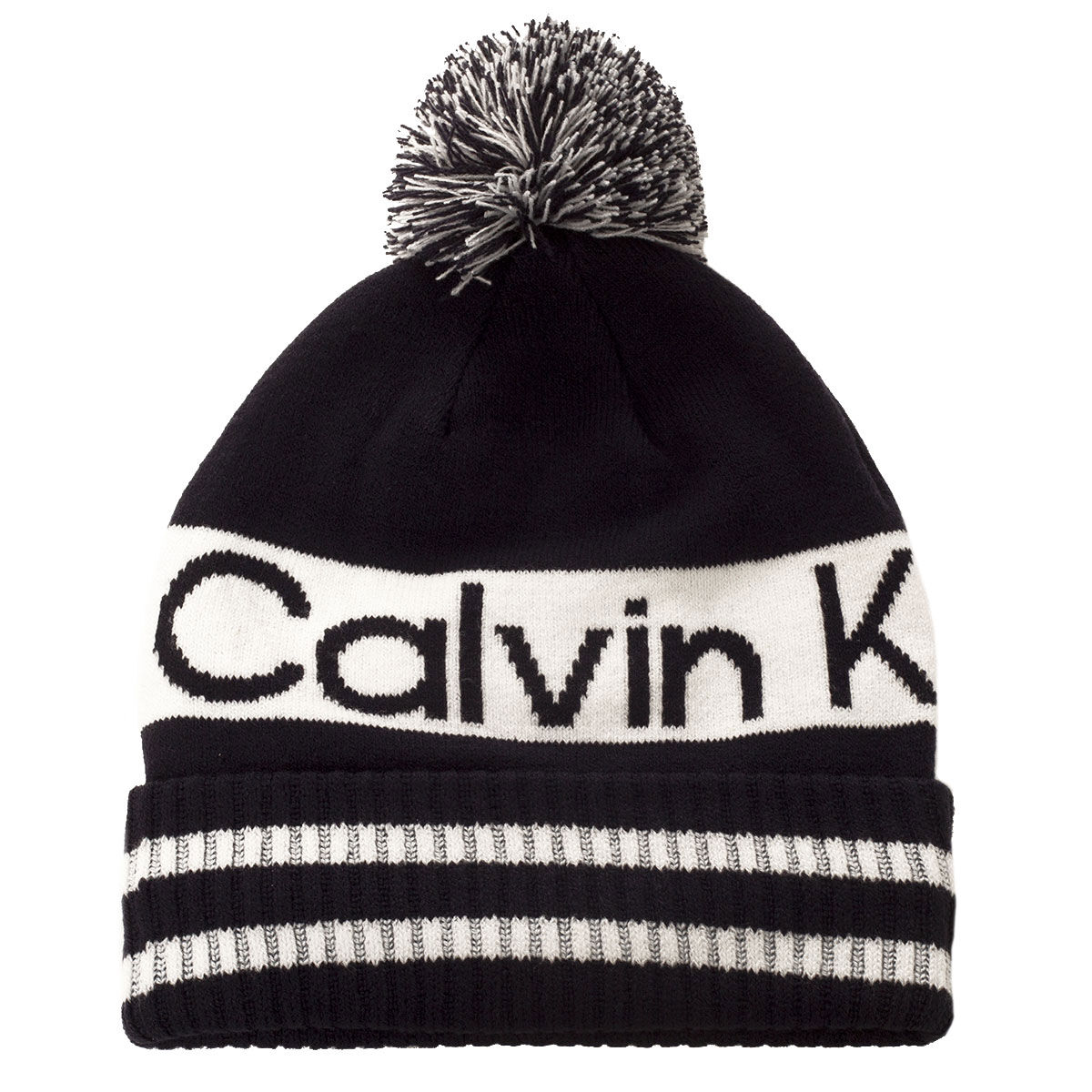 Calvin Klein Men's Navy Blue and White Knitted Logo Bobble Golf Hat | American Golf, von Calvin Klein