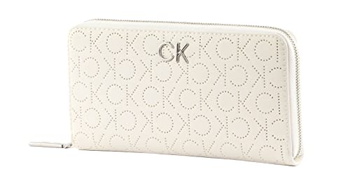 Calvin Klein Re-Lock Slim Zip Around Wallet LG Perf CK White von Calvin Klein
