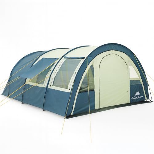 CampFeuer Zelt Multi für 4 Personen | Blau/Sand | Tunnelzelt mit riesigem Vorraum, 5000 mm Wassersäule | Campingzelt mit Bodenplane und versetzbarer Vorderwand | Gruppenzelt, Familienzelt CampFeuer Zelt Multi für 4 Personen | Blau/Sand | Tunnelzelt mit riesigem Vorraum, 5000 mm Wassersäule | Campingzelt mit Bodenplane und versetzbarer Vorderwand | Gruppenzelt, Familienzelt von CampFeuer