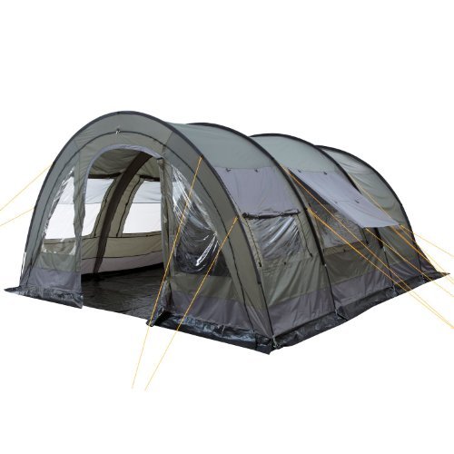 CampFeuer Zelt Relax6 für 6 Personen | Oliv/Grau | Variables Tunnelzelt mit großem Vorraum, 5000 mm Wassersäule | Abtrennbare Schlafkabine | Gruppenzelt, Campingzelt, Familienzelt von CampFeuer