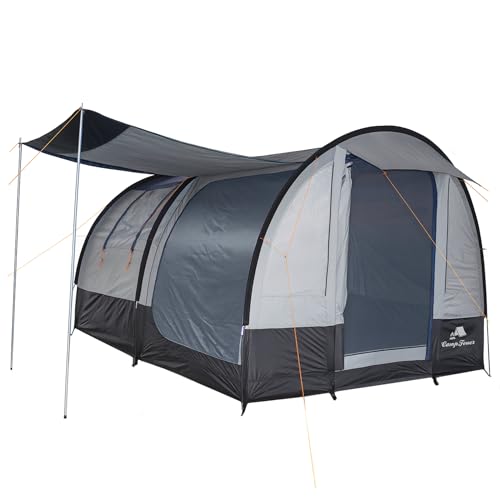 CampFeuer Zelt Smart für 4 Personen | Schwarz/Blau/Grau | Großes Tunnelzelt mit 3 Eingängen, 2000 mm Wassersäule | Herausnehmbare Trennwand | Gruppenzelt, Campingzelt, Familienzelt CampFeuer Zelt Smart für 4 Personen | Schwarz/Blau/Grau | Großes Tunnelzelt mit 3 Eingängen, 2000 mm Wassersäule | Herausnehmbare Trennwand | Gruppenzelt, Campingzelt, Familienzelt von CampFeuer