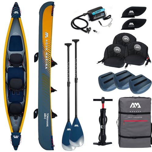 Campsup Aqua Marina kajak aufblasbar | Inflatable 2 Personen Kayak Tomahawk AIR-C 2023 + 2 x CP-1 + Star 8 | 478x88 cm | Technologie: Drop Stitch von CampSup