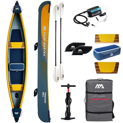 Campsup Aqua Marina kajak aufblasbar | Inflatable 3 Personen Kayak Tomahawk AIR-C 2024 + 2 x KP-1 + Star 8 | 478x88 cm | Technologie: Drop Stitch von CampSup