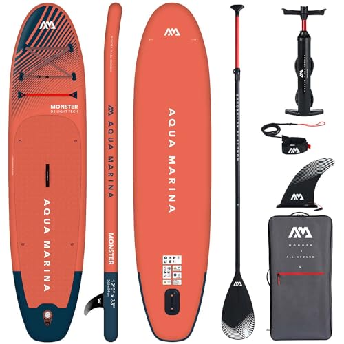 Campsup SUP Aqua Marina Monster 12'0" Aufblasbares Stand Up Paddle Board | 366 x 84 x 15 cm | Surfboard für Einsteiger & Fortgeschrittene mit zubehör | Tragkraft bis 170 Kg von CampSup