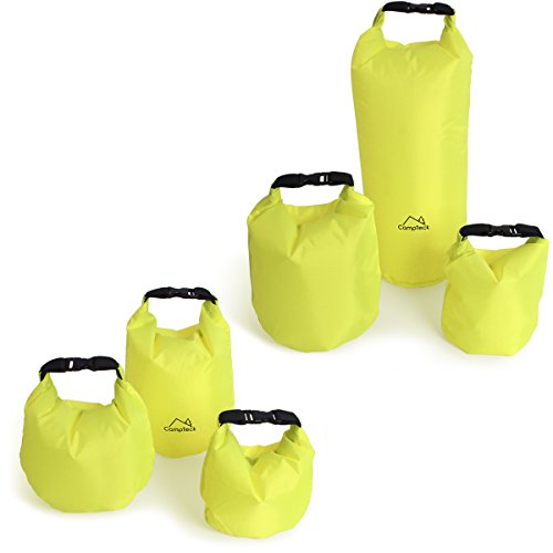 CampTeck 2L, 4L und 8L Dry Bag Tasche Wasserbeständige Lagerung Packsäcke Trockensack für Camping, Rafting, Angeln, Kanufahren, Bootfahren, Kajak Fahren, Snowboarden usw. - Neon Grün von CampTeck