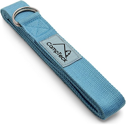 CampTeck U6823 D-Ring Polyester Yoga Gurt Verstellbarer Yogagurt für bessere Dehnbarkeit, Ausrichtung, Haltung, Widerstand -243 x 3,8cm -Blau von CampTeck
