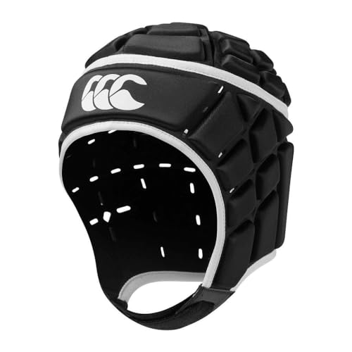 Canterbury Rugby Core Headguard | 360 Coverage | Soft-Edged Chin Strap | Designed Holes Aid Ventilation | Foam Padding Kopfschutz, Schwarz, L von Canterbury