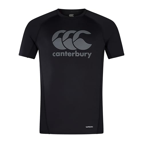 Canterbury Large Logo Superlight T-Shirt für Herren, Black/Gunmetal Grey, S von Canterbury