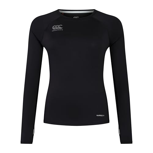 Canterbury Superlight Long Sleeve T-Shirt für Damen, Black/Gunmetal Grey, 16 von Canterbury