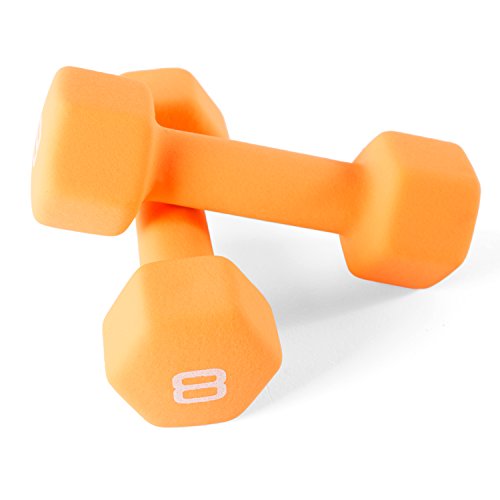 Cap Barbell SDN5P-16 Cap Neopren-Hantel, einzeln oder Paar, mehrere Größen, Orange, 8 lb Pair von Cap Barbell