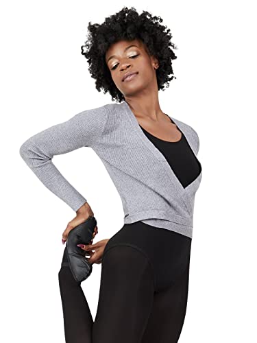 Capezio Ribbed Knit Wrap Sweater, Heather Grey, X-Large von Capezio