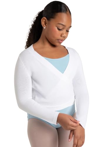 Capezio Damen Wrap Sweater - Girls Wickelpullover, Weiß, 8 Jahre EU von Capezio