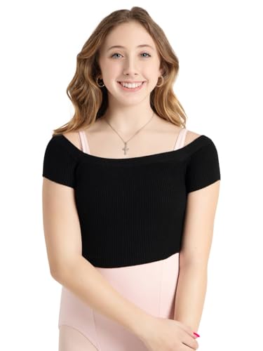 Capezio 126 Ribbed Knit Cropped Sweater Aufwärmstrick, Schwarz, XS Capezio 126 Ribbed Knit Cropped Sweater Aufwärmstrick, Schwarz, XS von Capezio